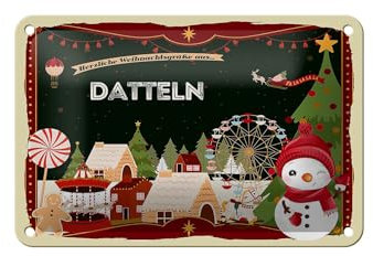 FEMER Blechschild Weihnachten Grüße aus DATTELN Geschenk Dekoration 18x12cm