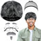 EMAGEREN 7 Stück Opa Kostüm Set Opa Perücke Grau Alter Mann Kostümzubehör Grauer Bart Augenbrauen Perückenkappe Brille Alter Großvater Perücke Cosplay Zubehör für Karneval Halloween (Dunkelgrau)