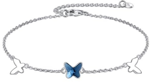 VONALA Schmetterling Armbänder Damen 925 Sterling Silber Einstellbare Schmetterling Armband mit Kristall Schmuck Weihnachten Geburtstag Geschenke für Frauen Mädchen Tochter