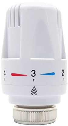 Temperature Control Valve, M30*1.5 System Thermostatic Radiator Head, Automatic Standard Radiator Valve Replacement Fixed Head, Thermostatic Radiator Valve Heating System for Home Office White
