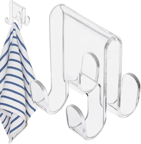 Crochets pour serviettes de pour verre, crochets de porte pour - Crochets pour serviettes de en acrylique - Outil de rangement sans perforation pour peignoir, vêtements,