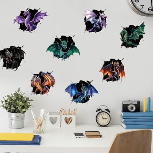 SUPERDANT Drachen 3D Wandaufkleber Dino 3D Wandsticker Pteranodon Selbstklebende Vinyl Kunstdekoration 3D Drachen Wandtattoo Vinyl Wandsticker Für Jungenzimmer Wohnzimmer Schlafzimmer Wanddekoration