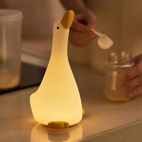 Starnearby Silikon Nachtlicht Kinder Dimmbar, Kawaii Nachtlicht Baby USB Wiederaufladbare, Baby Silikon LED Nachttischlampe Touch Timing Kinder Lampe für Kinderzimmer Deko (Duck)