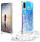 XCYYOO Handykette für Huawei P30 Lite Hülle mit Band,Glitzer Treibsand Silikon Stoßfest Huawei P30 Lite Handyhülle mit Kette Transparent TPU Bumper Schutzhülle Quicksand Schutzhülle mit Kordel