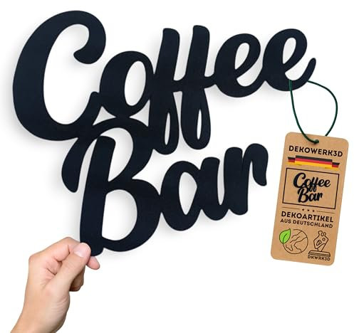Coffee Bar Schild - Kaffeeecke Küche Dekoration Türschild & Wanddekoration - Kaffeebar Wanddeko Küche Deko - Kaffee Schild Coffee - Wandschild - Restaurant - Hotel - Schriftzug aus Kunststoff (L)