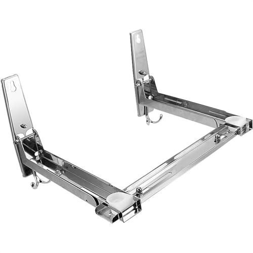 Soporte de acero inoxidable para microondas, soporte de pared plegable y elástico, para soportes universales para microondas y microondas (color: C)