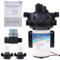 BOROCO Pompa Acqua 12V, DC 20,8 L/min 70 psi/4,8 bar 5,5 GPM 5 Camere Pompa a Pressione Autoadescante per Acqua su Richiesta Pompa a Membrana per Acqua per Camper Yacht Giardino Camper