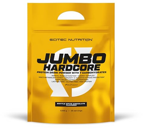 Scitec Nutrition Jumbo Hardcore, High Protein Weight Gainer mit Amino Select Matrix, Superfoods, Creatin und mit 7 Kohlenhydraten, gluten- und laktosefrei, 5355 g, Krokant-Weiße Schokolade