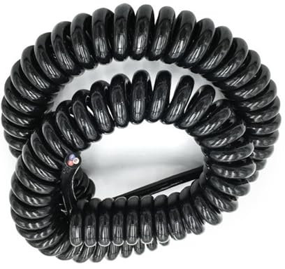 Tangerniu Cavo Elettrico a Spirale, 3 Filamenti, 24AWG, 0,2 mm², Lunghezza della Linea 2,5/5/7,5 Metri, Nero