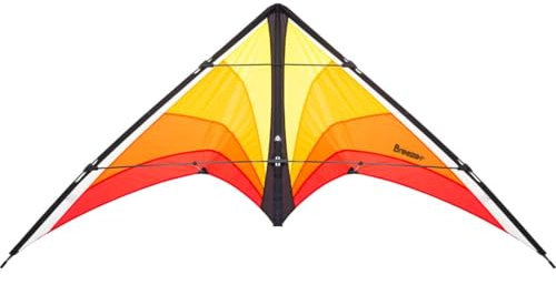 HQ Design - Breezo Lenkdrachen Zweileiner Flugdrachen Allround Drachen für Kinder und Erwachsene ab 12 Jahre 82x170cm inkl. 50kp Dyneemaschnüre 2x25m+Schlaufen 2-6 Bft (Blaze)