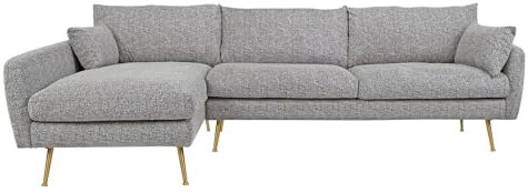 HTI living Ecksofa Antonius Webstoff Grau Links Polsterecke mit Kissen