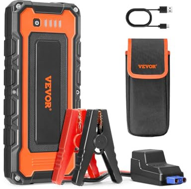 VEVOR Booster Batterie Voiture, 3000 A, démarreur de Batterie Voiture Portable avec câbles de démarrage, écran LCD, lumière LED, boîte de démarrage au Lithium, pour Moteurs à Essence 10 L/Diesel 8 L