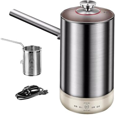 Freidora Eléctrica de Aceite Inoxidable 304 Olla Freidora con Cesta y Tapa 2 Litros 600W 220V para Freír, Hervir Fideos, Calentar Leche, Cocinar Gachas