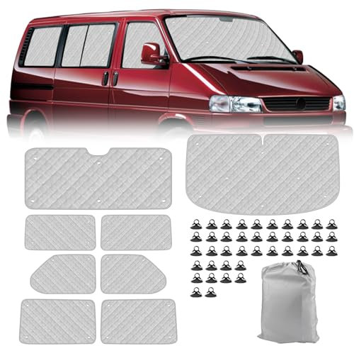 Opaltool Thermomatte Fahrerhaus Innen für VW T4, 8-teiliges UV- & Wasserschutz Sonnenschutz Frontscheibe Innen für Wohnmobil Privatsphäre & Temperaturkontrolle