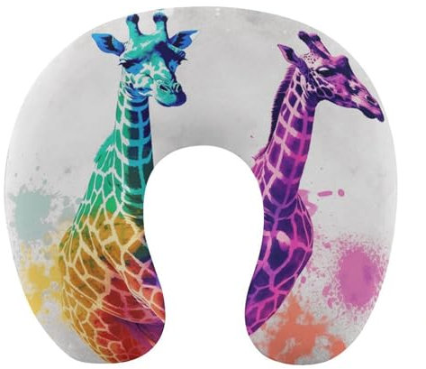TKJMCSW Zwei Giraffen, Reisekissen, Memory-Schaum, Nackenkissen, Flugzeugkissen zum Schlafen, U-förmiges Nackenkissen für Nacken- und Kopfstütze