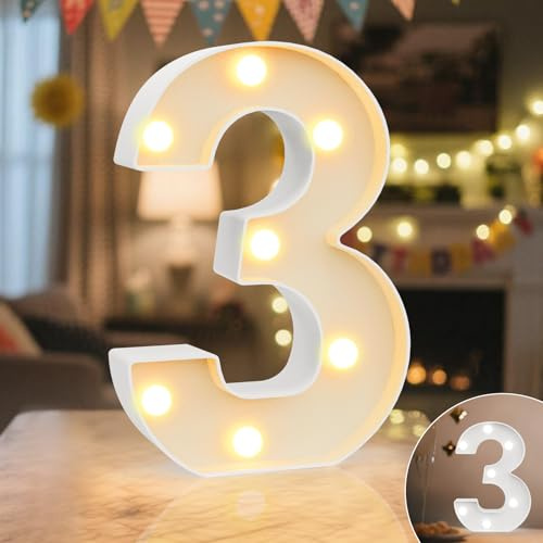 LED Zahlen Lampe Nummer Beleuchtete Ziffern 0 1 2 3 4 5 6 7 8 9,Warmes & Kaltes Weiß Led Leuchtzahlen für Happy Birthday Deko,Party Deko,Hochzeitsdeko,Batteriebetriebene,Desktop Wandtischdeko
