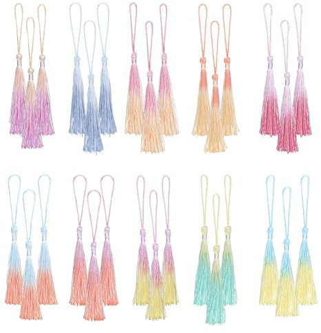 30 Stück Lesezeichen Quasten 10 Farben Quaste Anhänger Handgefertigte Weiche Bunte Tassels Anhänger DIY Handwerk Zubehör Schlüsselanhänger Kleiderdekoration Schmuckherstellung