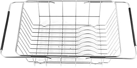 LfrXtra Erweiterbares Abtropfgestell, Abtropfgestell, Tellerkorb in Spüle auf Theke, Aufbewahrungshalter, Edelstahl, Küchenzubehör
