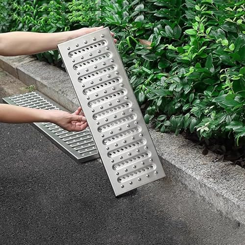 Rejilla Desague Jardin Rejilla Metálica para Desagüe de Suelo de 10, 15, 25 o 30 Cm de Ancho, Filtro para Canal de Drenaje Exterior / Interior, Tapa de Alcantarilla de Acero Inoxidable 304 para Baño(5