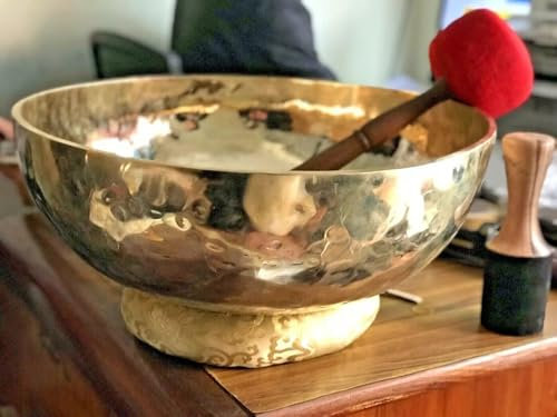 20″ Large Tibetan Singing Bowl – 10 kg Sound Healing Bowl Handmade in Nepal – Includes Mallet, Striker & Cushion – Deep Tone for Meditation, Chakra & Yoga Therapy