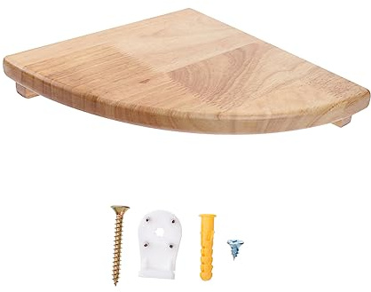 JUMPLAWN 9 Zoll Eckregal aus Weißer Eiche mit Fächerförmigem Design Wasserfestes Wandregal für Mehr Tragfähigkeit Eleganter Stil für Küche und Zuhause