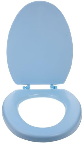 Generic Elongated Foam Toilet Seat Soft Close Padded Cushioned Blue Swirls Spacer for Daily Bathroom Toilet Use