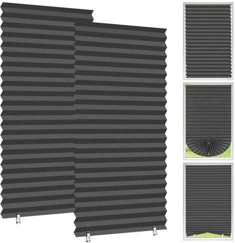 Leikedun 2 Pack Temporary Blackout Blinds No Drill Stick On, 59×23.6 Inch