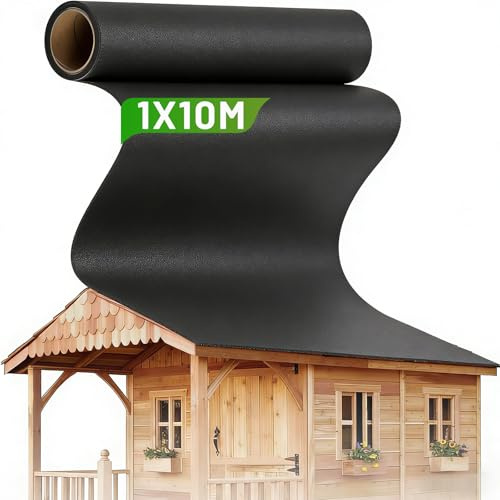 Warmfay EPDM Dachfolie Selbstklebend 1 X 10M, EPDM Folie 1,5 mm Stärke, UV Beständig & Wasserdicht, Flexibel & Haftstark, Dachpappe Selbstklebend für Gartenhaus & Carport