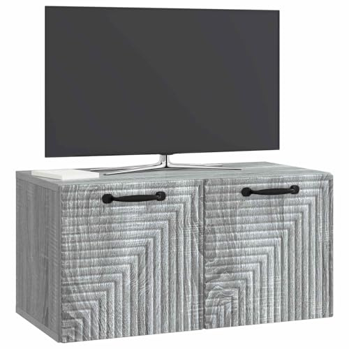 vidaXL Wandmontierter TV-Schrank Graues Sonoma 59,5 x 31 x 30 cm, Wohnzimmer, moderner rechteckiger Stauraum, wandmontierte Medienkonsole, platzsparendes Möbel für Dein Zuhause