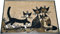 Salonloewe Fußabstreifer & Fußmatte Serafino & Friends für den Eingangsbereich- Eingangsmatte & Wohnmatte in 50 x 75cm mit Katzen-Design