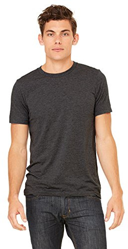 Canvas Mens Triblend Crew Neck Plain Short Sleeve T-Shirt (L) (Charcoal Black Triblend)