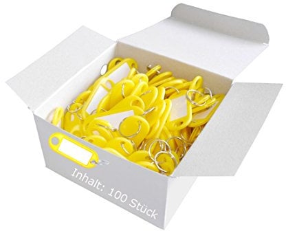 Wedo 262801805 Schlüsselanhänger Kunststoff (mit Ring, auswechselbare Etiketten) 100 Stück, gelb