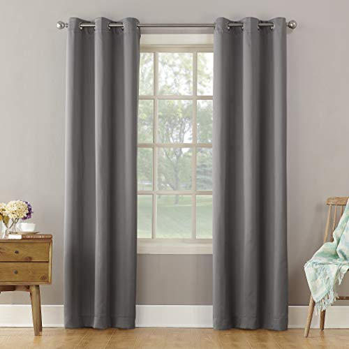 Sun Zero Becca Energy Efficient Grommet Curtain Panel, 40 x 95, Gray