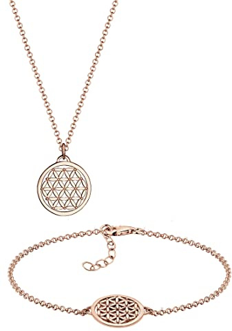 Elli Schmuckset Damen Lebensblume Anhänger Filigran in 925 Sterling Silber