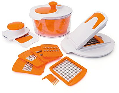Excelsa Abili Centrifuga con Accessori, Bianco/Arancio