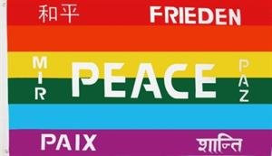Regenbogen Frieden in 7 Sprachen Flagge Fahne 1,50x0,90m