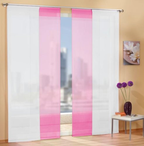 Gardinen Set, 2 x Flächenvorhang Schiebegardine mit Zubehör, Weiß, 2 x Flächenvorhang Schiebegardine mit Zubehör, Rosa, 8558985589