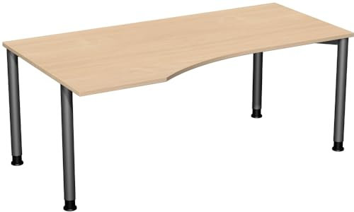 Gera Möbel 4 Fuß Flex Schreibtisch, Holzdekor, buche/anthrazit, 180 x 100 x 72 cm