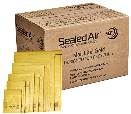 Sealair Mail Lite, 270 x 360 mm, haftklebend, mit Luftbläschen, Gefütterte Versandtaschen, 50 Stück, gold