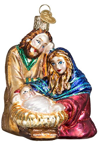 Old World Christmas Glass Blown Ornaments for Christmas Tree Holy Family, Red, Blue, Gold, Brown, 3.5