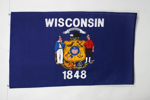 AZ FLAG - Flagge Wisconsin - 90x60 cm - Bundesstaat Wisconsin Fahne 100% Polyester mit Messing-Ösen - 50g
