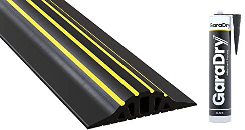 Kit de sellado de umbral de puerta de garaje de 3 cm de altura, 2,52 m de longitud | PVC flexible | Kit Completo Incluye 1 Adhesivo | GaraDry