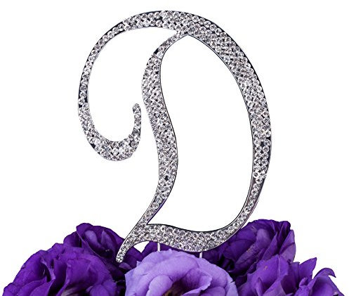 LOVENJOY Cake Topper Hochzeit Personalisierter Buchstabe Letter D Tortendeko Silber Kristall Strass Initiale Hochzeit Verlobung Geburtstag Brautdusche Metall Tortendekoration, Geschenkbox-Packung