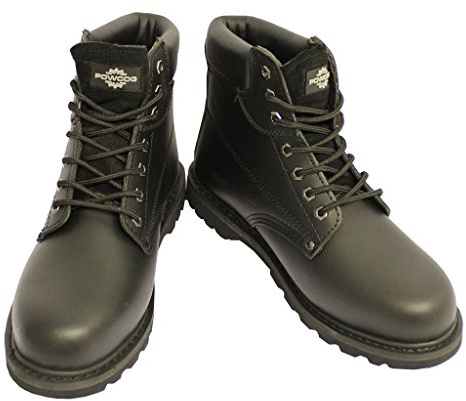POWCOG Mens Black Leather Typhoon Safety Boots | UK Size 11 | European Safety Rating SB SRC EN ISO 20345:2011
