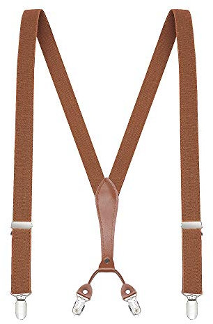 Buyless Fashion Herren Y Hosenträger - 122cm elastische verstellbare Riemen 2,5 cm - 5118-Camel