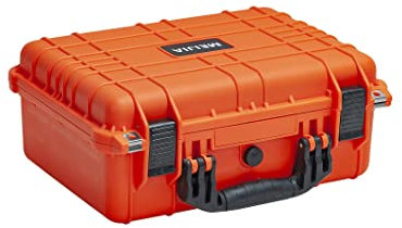 MEIJIA Portable All Weather Waterproof Camera Case with Customizable Fit Foam,Fit Use of Drones, Camera, Equipments, Pistols,15.98x12.99x6.85inches (Orange)