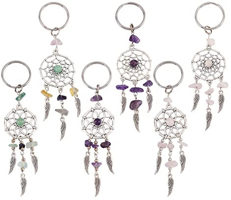 nbeads 12 Stück Dreamcatcher Schlüsselbund, Schlüsselring Dreamcatcher Charms mit Federn für die Schmuckherstellung