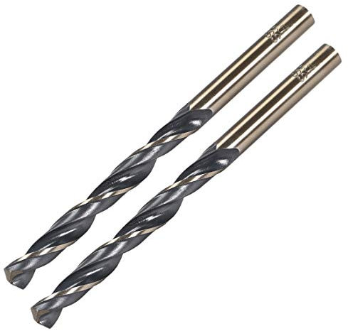 sourcing map 2pcs Straight Shank Twist Drill Bits 6.5mm Gold Titanium & Black Nitride Coated High Speed Steel (HSS) 4341 with 6.5mm Shank for Stainless Steel Alloy Metal Plastic Wood