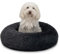 lionto Donutbett für Hunde und Katzen, Flauschiges Hundebett rund für kleine und große Heimtiere, Ø 50 cm, weiches Katzenbett aus kuscheligem Plüsch, Hundekissen mit extra Dicker Füllung, dunkelgrau