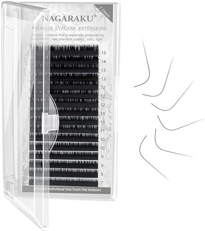 NAGARAKU Wimpernverlängerung Klassisch Individuelles 1:1 Wimpern Volumen Einzelwimpern Natürliche Halbpermanente Weiche Wimpernzubehör Mattschwarz Single Lash Extension 16 Reihen 0.07mm N Curl 7-15mm